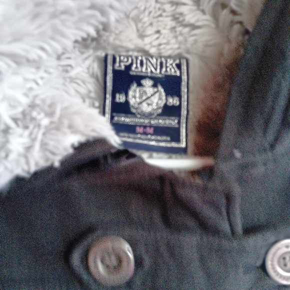 VS Pink fluffy lined bling ✨️ iridescent jacket. One of a kind so gorgeous 😍 M - Picture 8 of 8